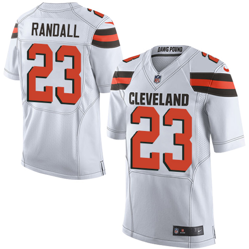 Nike Browns #23 Damarious Randall White Men's Stitched NFL Elite Jersey - Click Image to Close